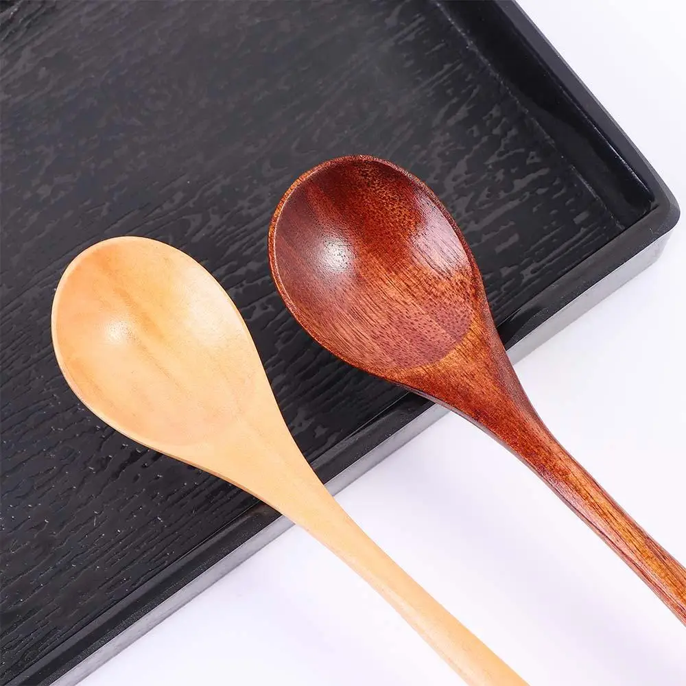 Description Picture 6 of itemCooking Durable Flatware Teaspoon Kitchen Long Handle Coffee Spoon Soup Spoon Spoons Wooden Spoon
