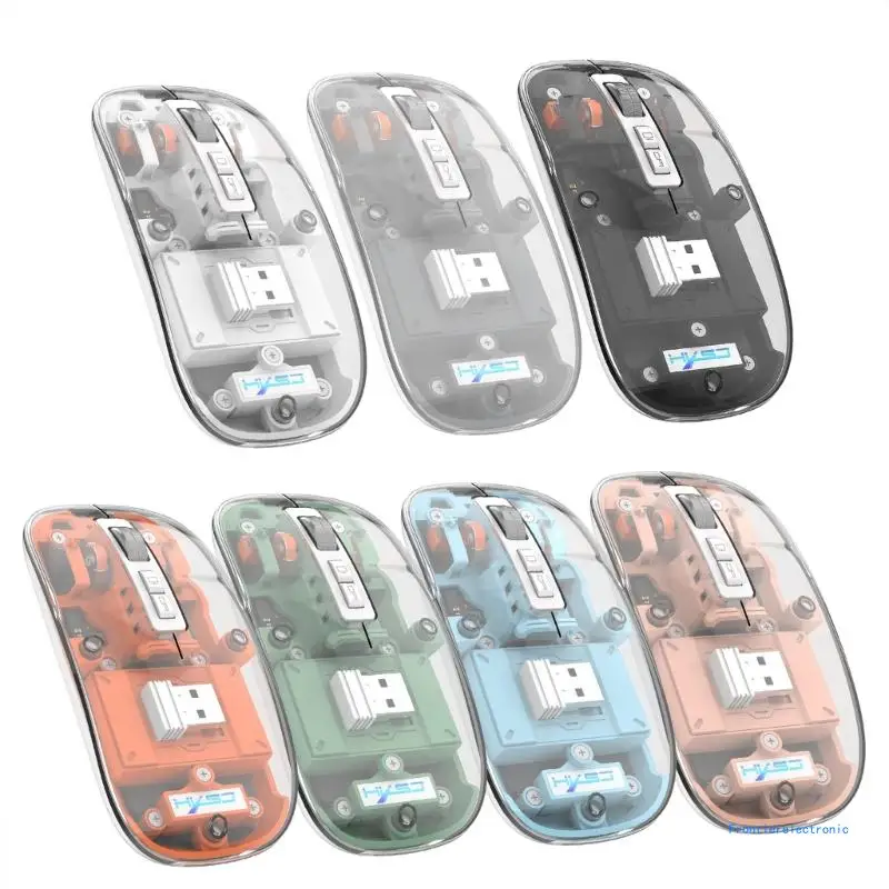 

Transparent Wireless Gaming Mouse 2.4G/Bluetooth Rechargeable Mouse for Laptop DropShipping