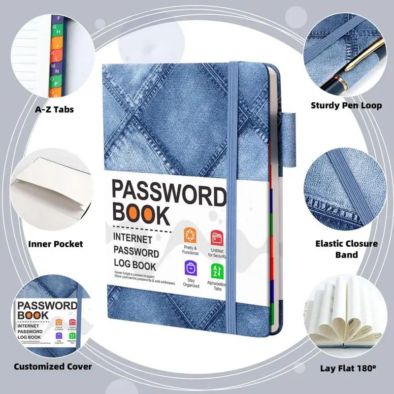 Password Organizer Address Book With Alphabetical Tabs 120-Pages Address Books For Seniors To Record Internet Logins