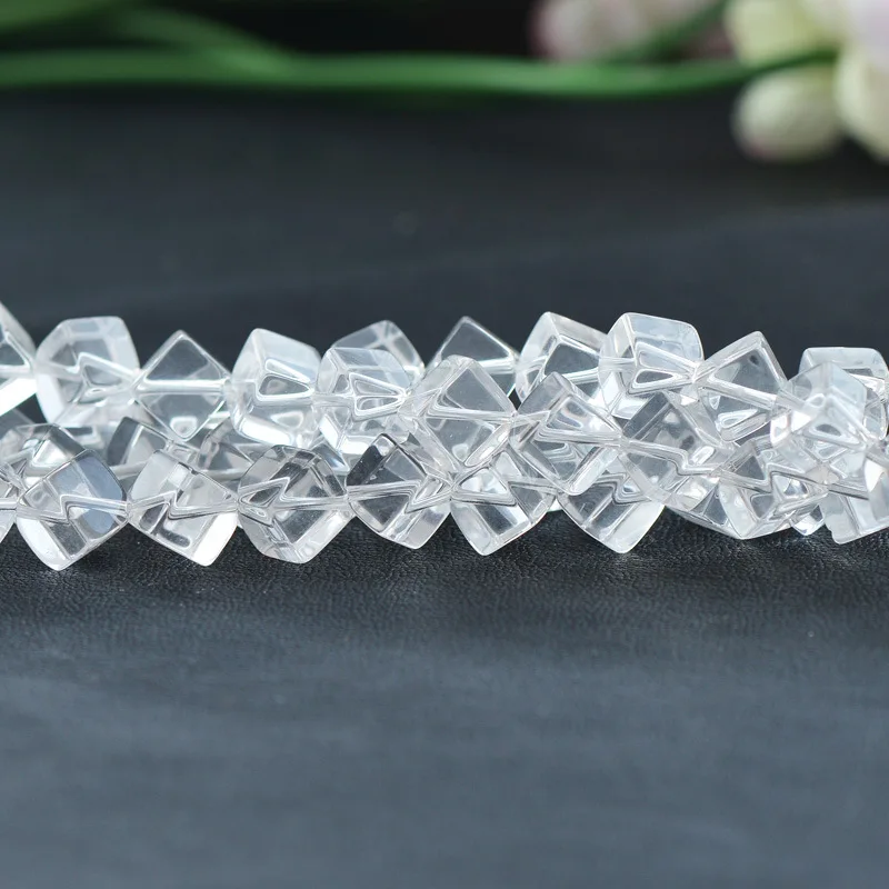 

Joanlyn Grade AA Natural Clear Quartz Cubic Beads 6mm-10mm 15 Inch Strand CQ39