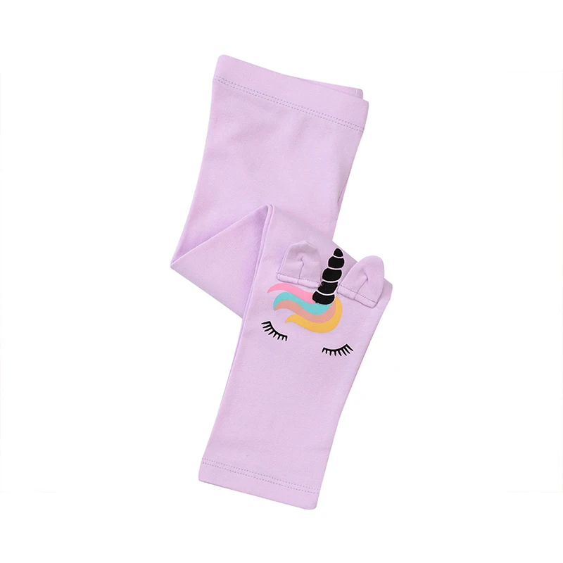 Little Maven Herbst Frühling Mode Neues Design Baby Mädchen Einhorn Leggings Baumwolle Komfort Lila Hosen Kinderhosen Kleidung – Detail 3
