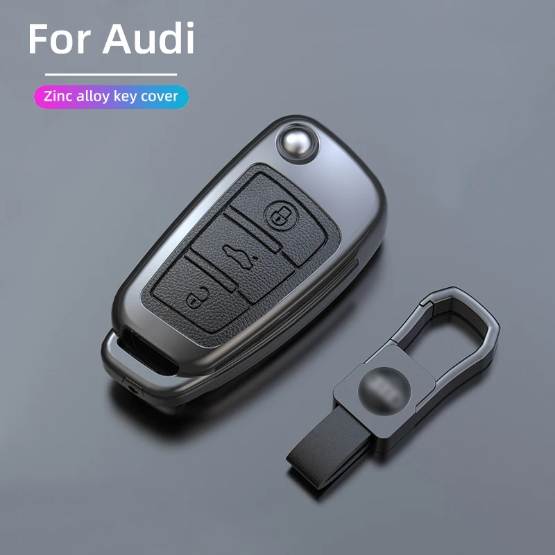 

Zinc Alloy Car Key Case Cover with Boutique Metal Leather Keychain for AUDI A6 A4 A3 Q2 Q3 Q5 Q7 A7 A8 Car Key Shell Protector