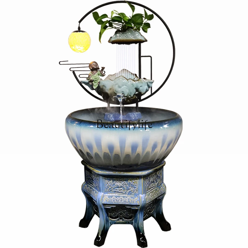 

Ceramic Fish Tank Rockery Loop Water Fountain Creative Humidifier Ornaments