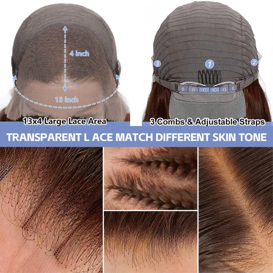 Chocolate Brown Human Hair Wigs 13X6 Hd Transparent Lace Frontal Wig Colored 13X4 Straight Lace Front Wigs For Women Pre Plucked