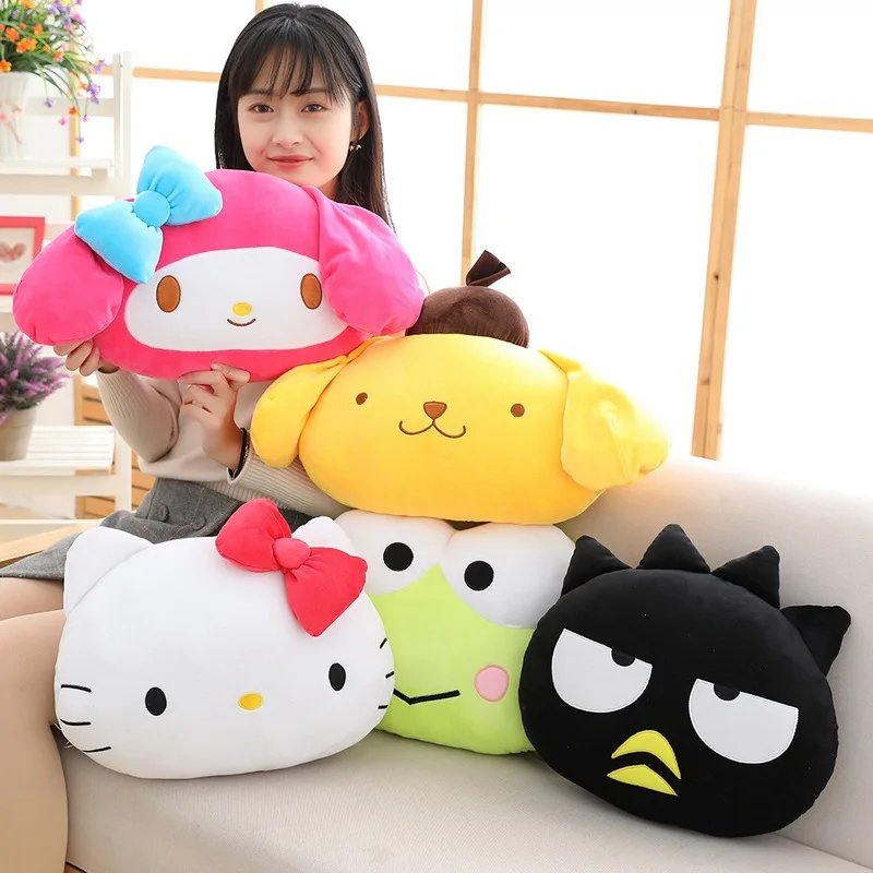 

Kawaii Sanrio Hellokittys Melody Purin Keroppi badtz-maru Warm hand Pillow Plush Toy Doll Insertable hand Throw Pillow Girl Gift
