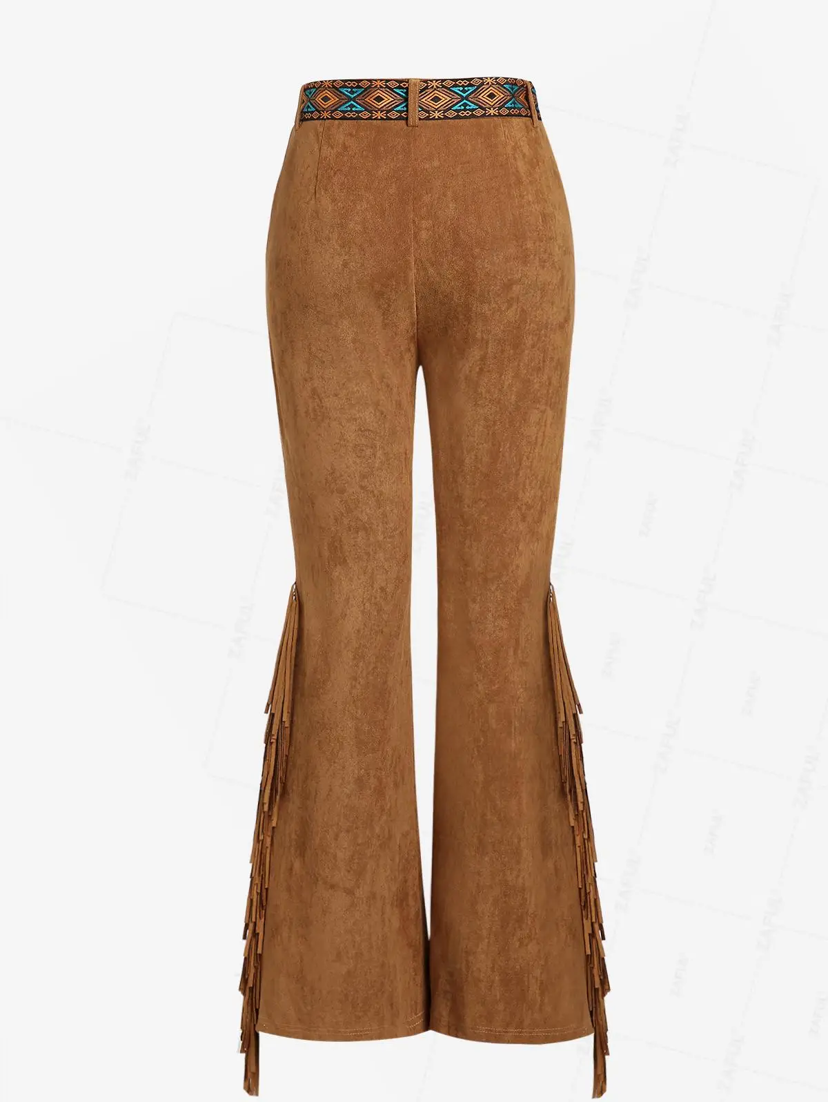 ZAFUL Women's Daily Streetwear Tassels Decor Faux Suede Ethnic