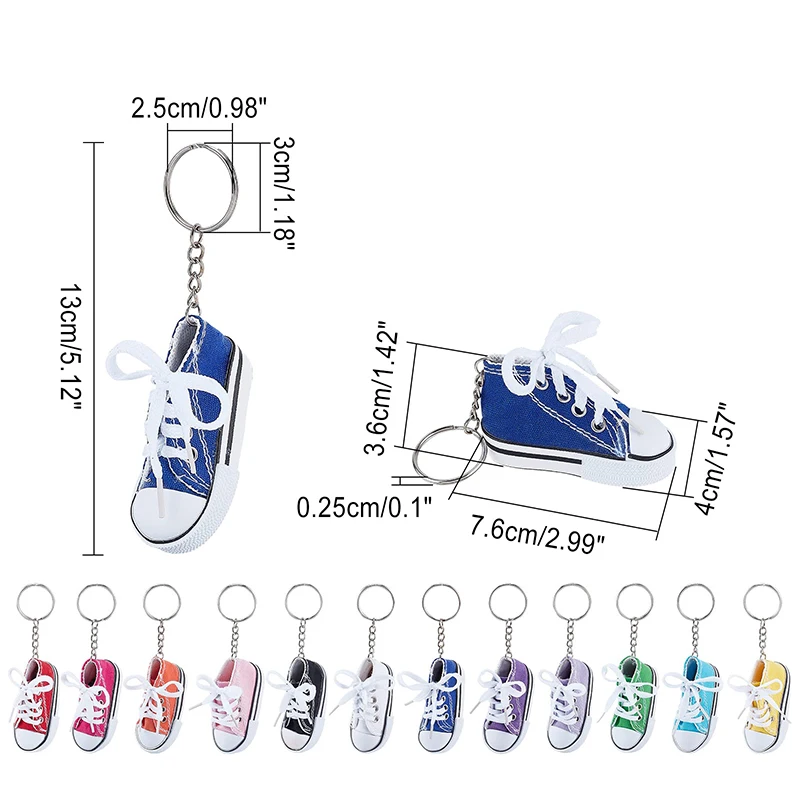 48Pcs Mini Canvas Sneaker Keychain Tennis Shoes Keychain Sport Sneaker Keyrings for Bag