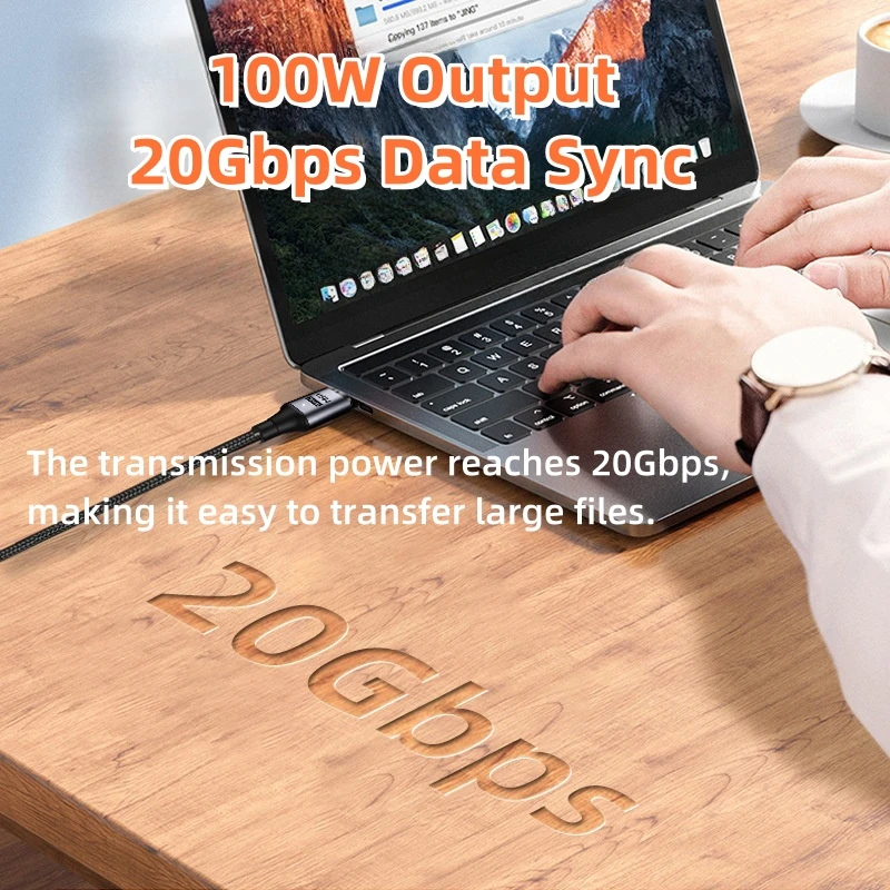 맥북 프로용 고속 충전 마그네틱 케이블, 썬더볼트 3 데이터 케이블, USB4.0, 20Gbps, 24 핀, PD100W, 5A, USB C에서 C타입, 8K @ 60Hz