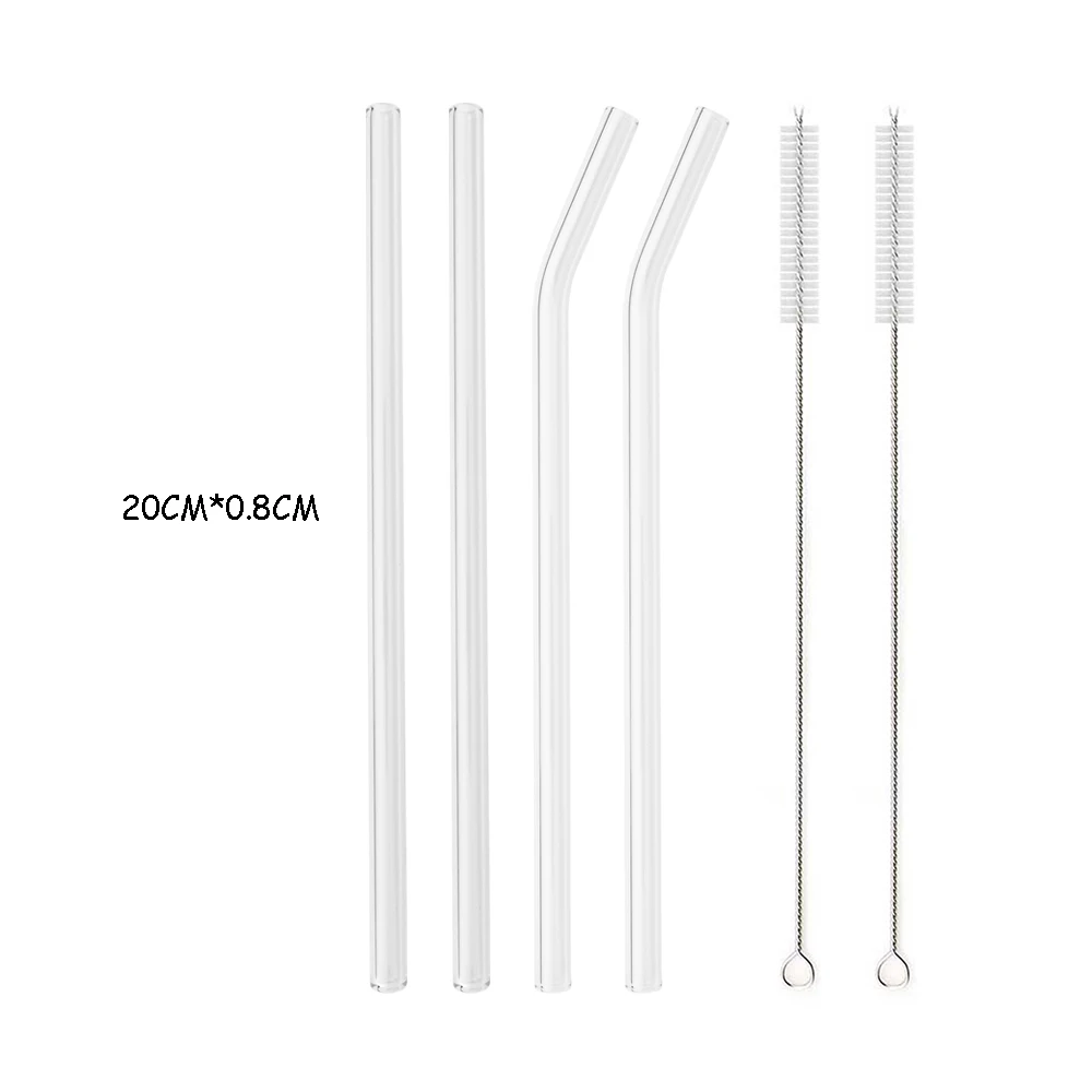 Eco-Friendly Reusable Glass Straw Set with Cleaning Brush