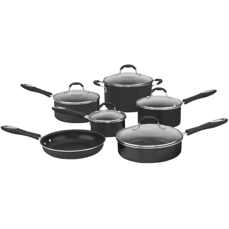 

Cuisinart Advantage Non-Stick Hard Aluminum 11-Piece Cookware Set Black Non Stick Pot and Pans Kitchen