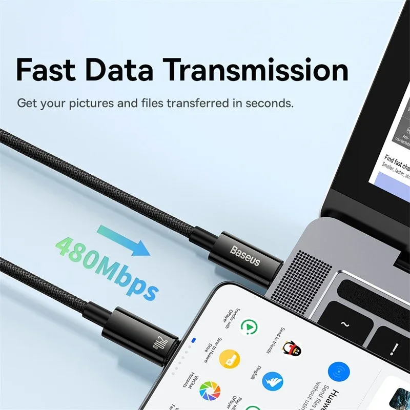 Baseus 240W USB C Cable for iPhone 17 16 15 Plus Pro Max Supercharge for Macbook Fast Charger Type C Cable  for xiaomi  Samsung — view 5