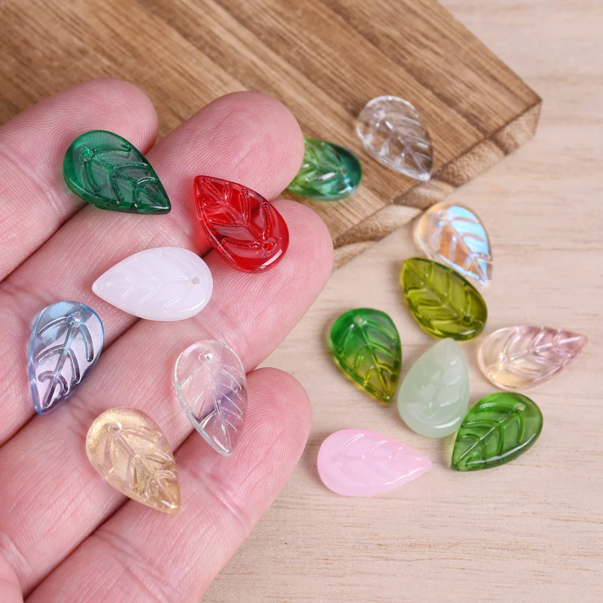 10pcs 잎 모양 18x11mm 수제 호일 Lampwork 유리 느슨한 펜 던 트 비즈 보석 만들기 DIY 공예 결과 만들기
