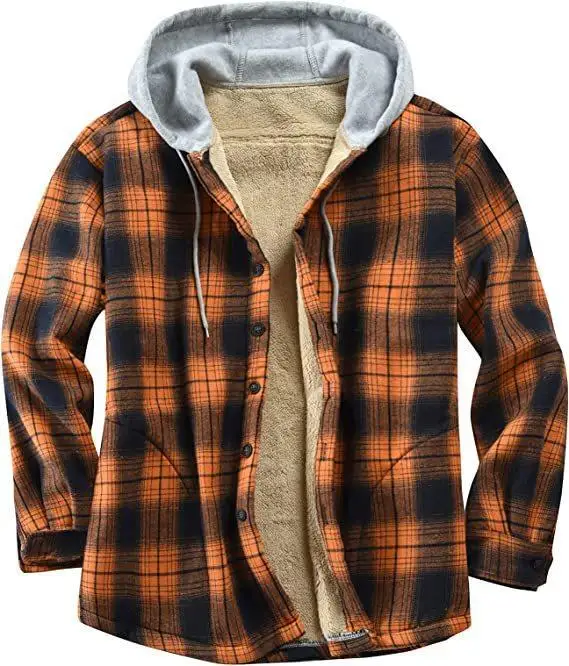 

Flannel Long Sleeve Loose Casual Shirts Coats Fashion Streetwear Vintage Hoodie 2023 Men Winter Warm Plaid Splicing Jacket Coat