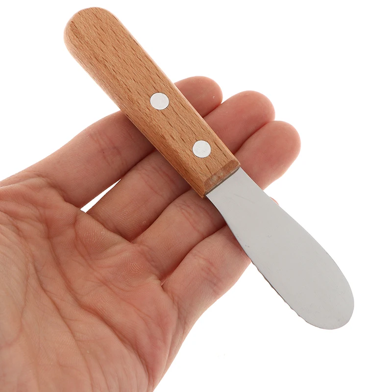 

1pcs Stainless Steel Cheese Butter Spatula Mini Small Wooden Handle Sandwich Jam Slicer Knife Cutter Spatula Kitchen Gadget