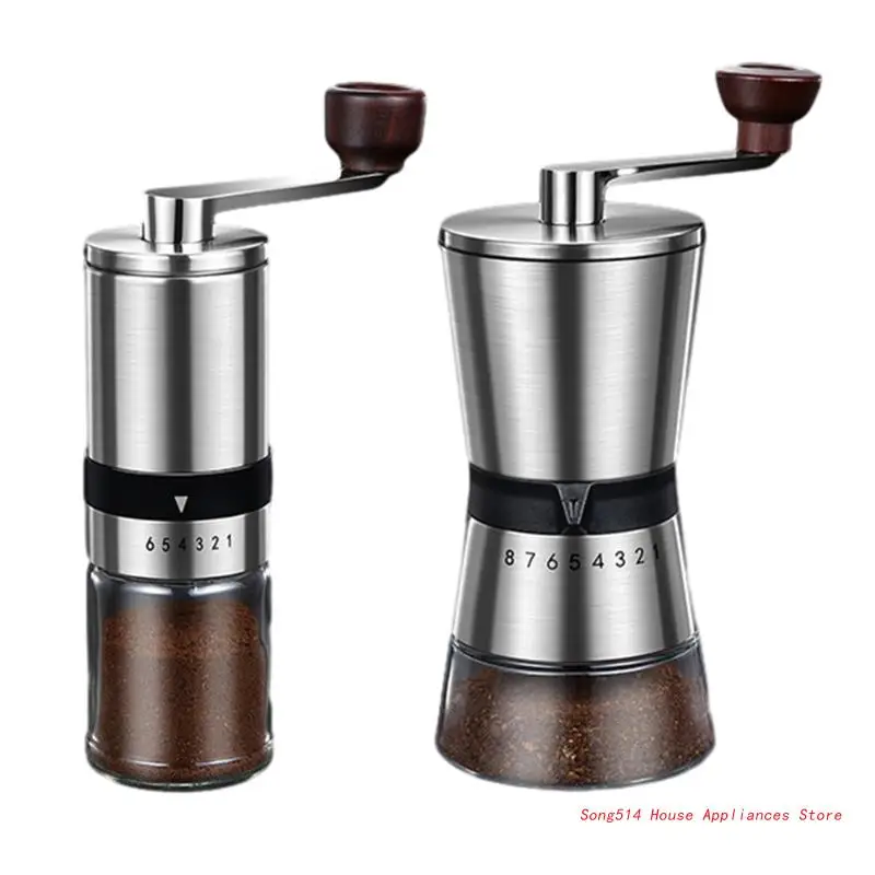 

Manual Coffee Grinder Portable Hand-cranked Coffee Bean Grinders with 6/8 Adjustable Settings for Traveling Camping 95AC