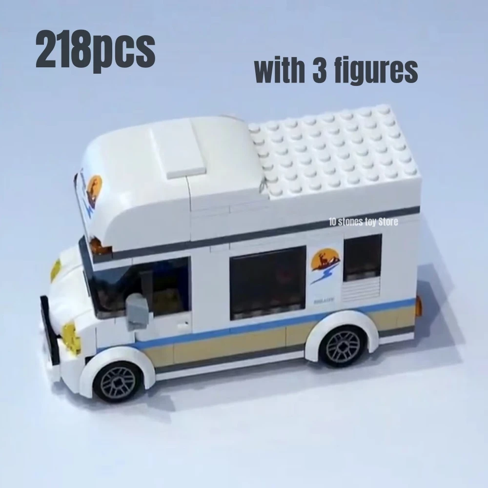 218Pcs Holiday Camper Van Building Blocks Fit 60283 Mattoni Giocattoli Per Bambini
