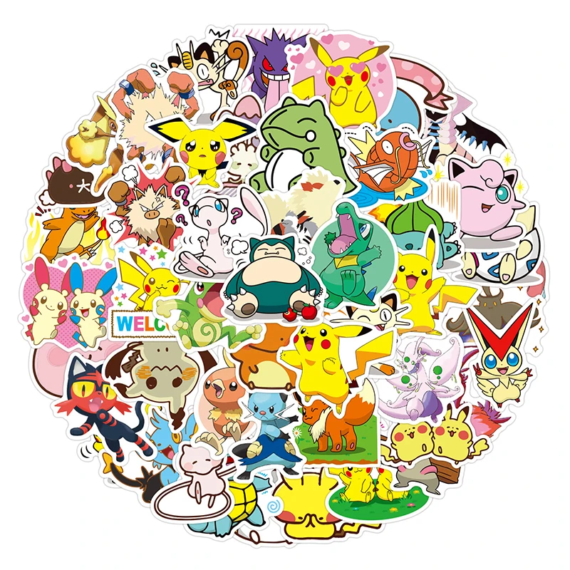 50pcs Different Pokemon Pikachu Anime Stickers For Luggage Skateboard Phone  Laptop Bicycle Guitar Waterproof Sticker Kids Toys - Sticker - AliExpress