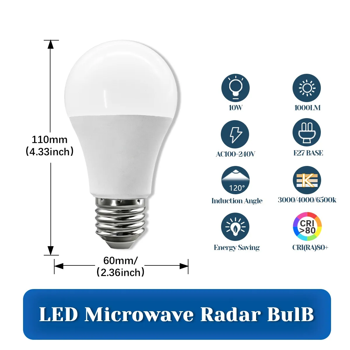 10PCS 센서 램프 AC85-265V 220V 110V 레이더 모션 유도 E27 전구 인체 감지 스마트 민감한 야외 조명