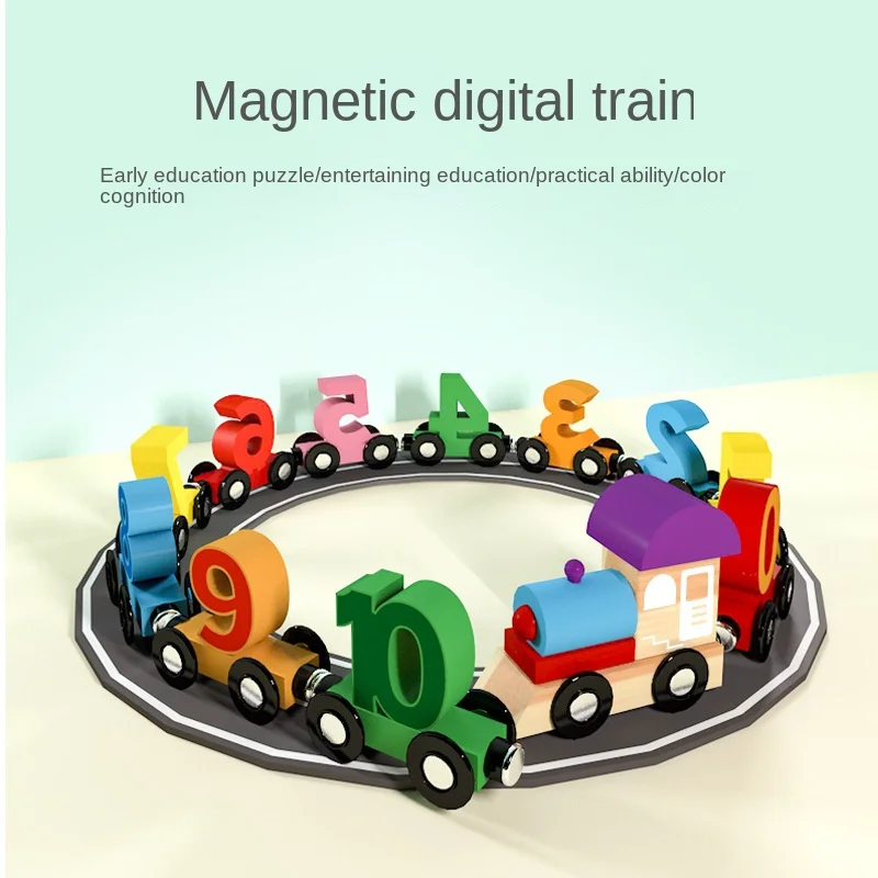 

Wooden Train Truck Set Wood Magnetic Train Toys Animal Pattern Numbers Car Kids Children Educational Learning Toy Gift Wholesale