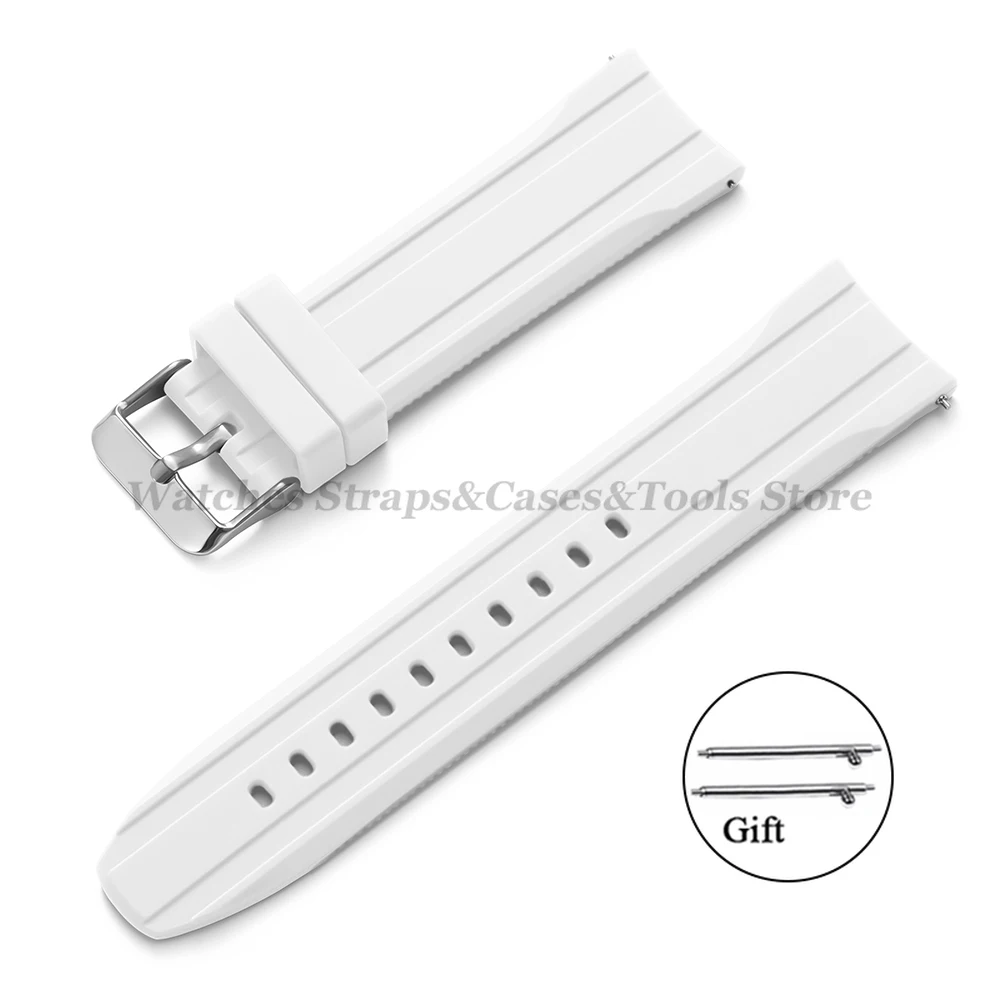 Premium Silicone Watch Band - Soft Rubber Strap with Curved Ends, Waterproof and Versatile