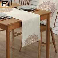 Boho Decor Mandala Flowers Texture Linen Table Runners for Dining Table Wedding Decor Home Party Decor Table Runners 2