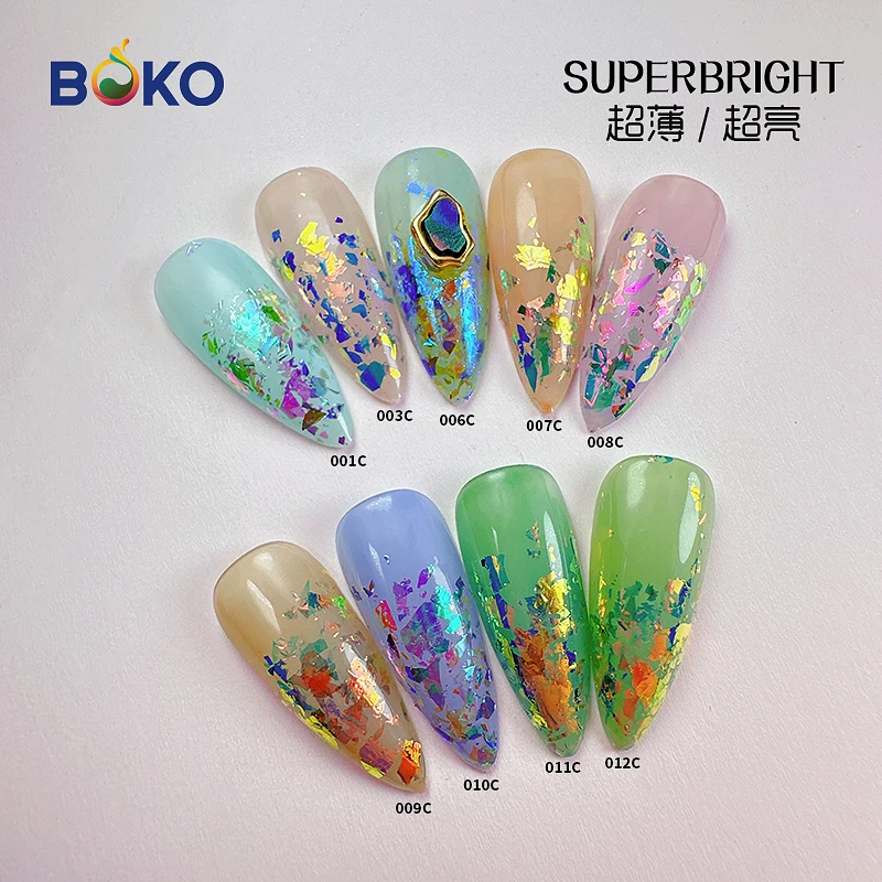 BOKO Aurora Opal Flakes Nail Powder Holographic Sequins Iridescent Rub Dust Mermaid Chameleon Flakes Manicure Decoration