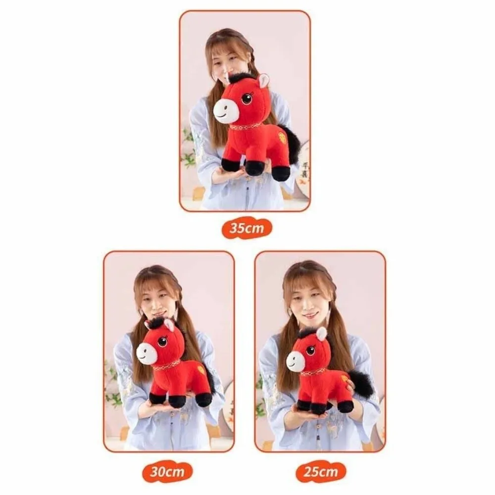 Pp Cotton Filling Horse Red Color Cozy Embroidery Fabrics Simulation Stuffered Pony Doll National Style Lively Cute