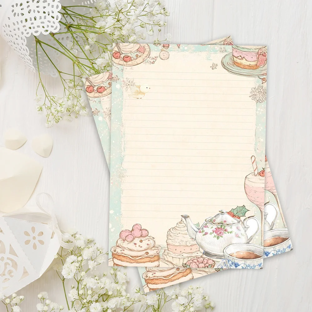 30 fogli. Carta da Lettere B5 Disegnata a Mano, Stile Acquerello, Blocco Note Staccabile, Adatto per Scrivere Lettere - immagine 3