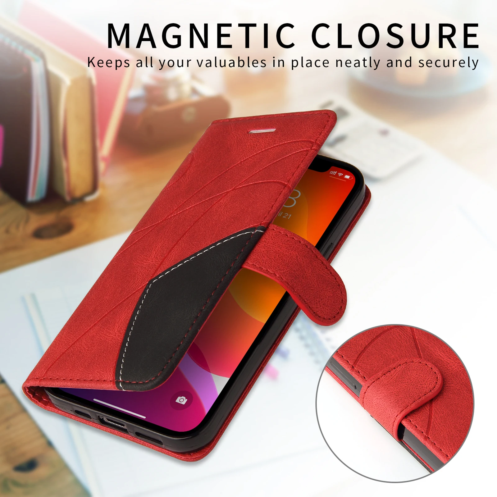 Anti-Theft Leather Brush Wallet Phone Case