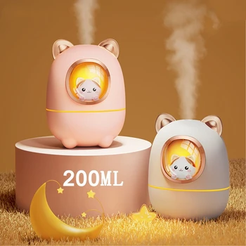 200ml Cartoon Kitty Ultrasonic Air Humidifier USB Aroma Essential Oil Diffuser with LED Light For Home Room Humidifier Diffuser 1