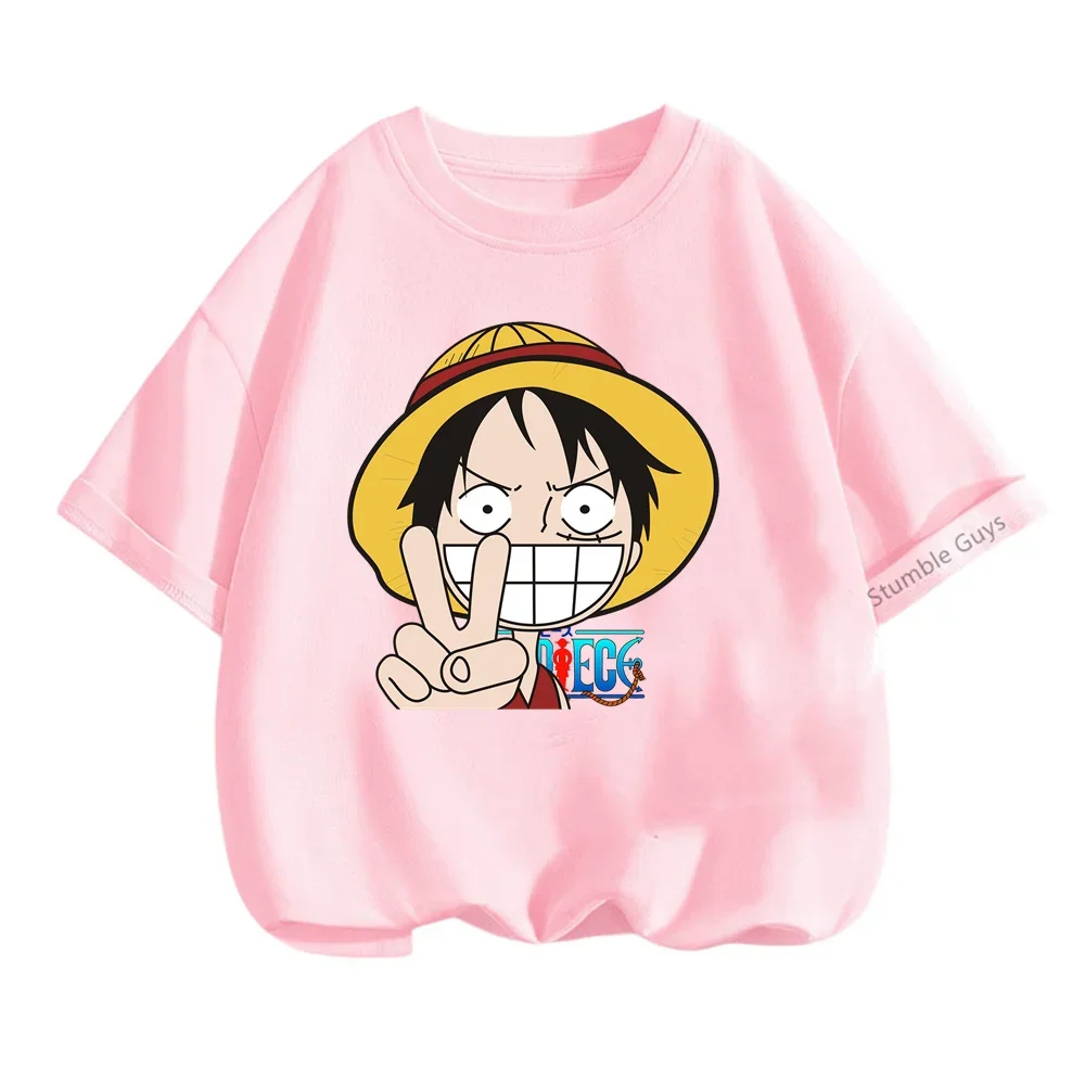 thumbnail image 1 of Camiseta de una pieza de Anime para adolescentes, camisetas de manga corta de verano, ropa para niños, camisetas de Luffy para niñas, camisetas de Sonic, 1 of 5