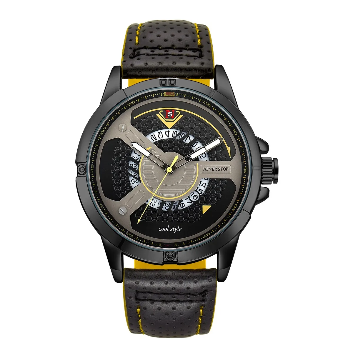 NEVER  Men Leisure Fashion Dial + Automatic Calendar Quartz Watches Luxury Watch Men Male Relogio Luxury Brand Watch Clock