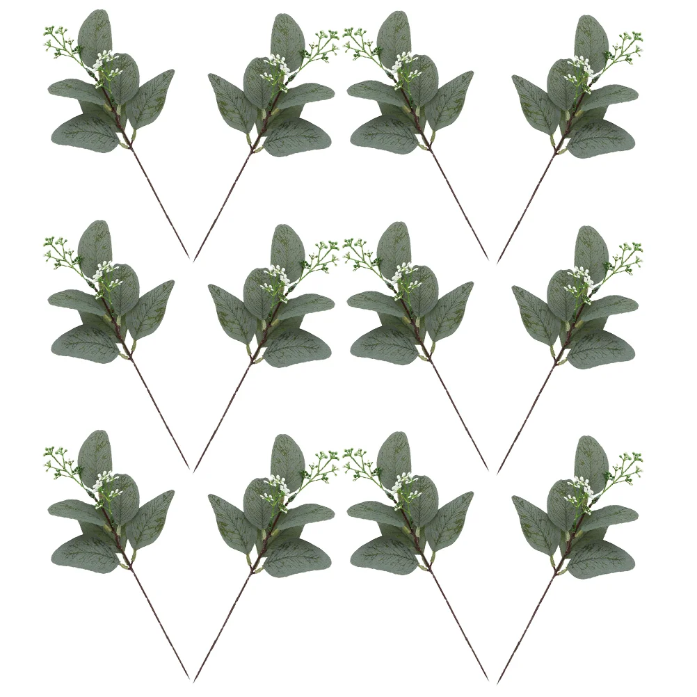 

24 Pcs Eucalyptus Branch Stems Artificial Leaf Nativity Ornaments Leaves Faux Decor Picks Decorations Wedding Party Fake