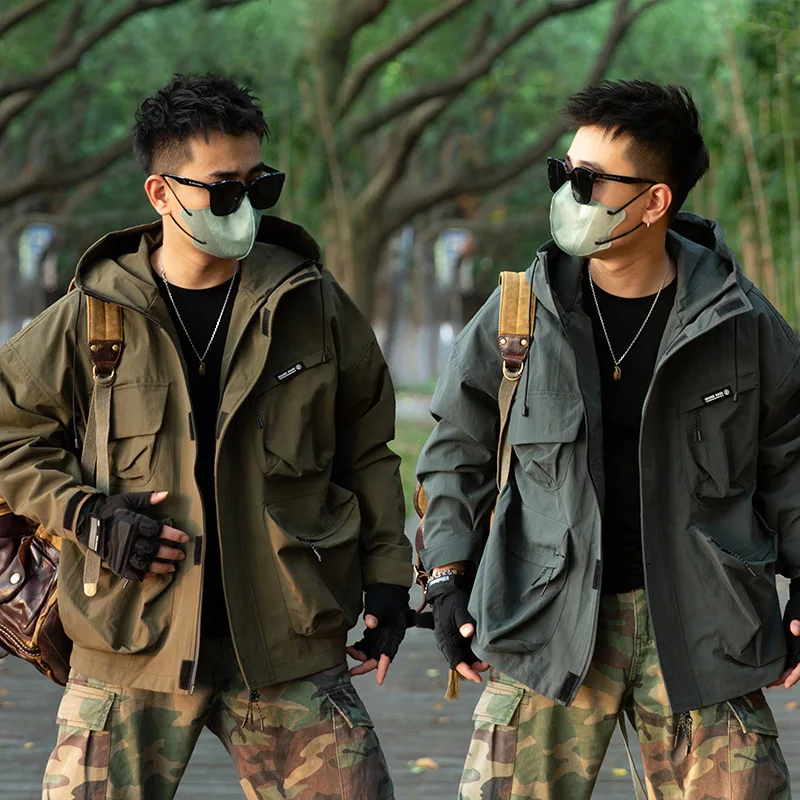 Acheter Veste tactique de l'armée M65 pour hommes, imperméable,  multi-poches, à capuche, vestes militaires de terrain, manteau coupe-vent  d'extérieur de Camouflage