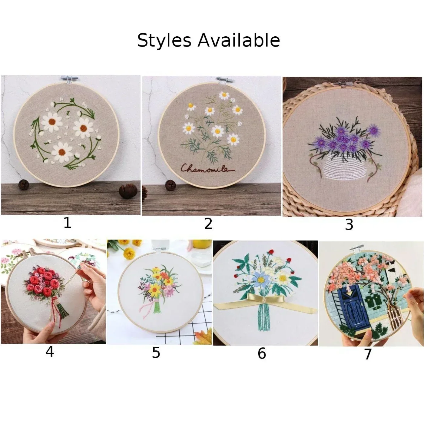 Embroidery Kit Flower Pattern Cross Stitch DIY Needlework Kit Tools Beginner Embroidery Starter Set Handicraft Lover 1PCS
