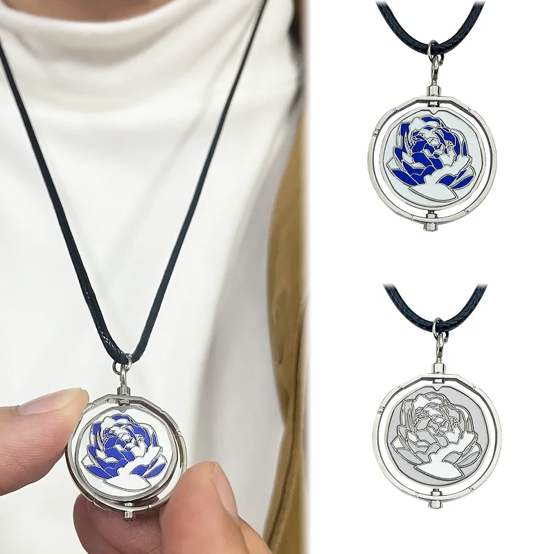 Arcane-Inspired Ekko Rotating Pendant Keychain - Powder Blue & Pink Rose Design