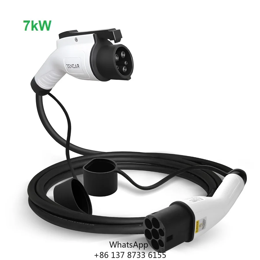 타입 2 - 타입 1 EV 케이블 젠카 IP65 TPU 32A 7KW 전기차 충전 케..