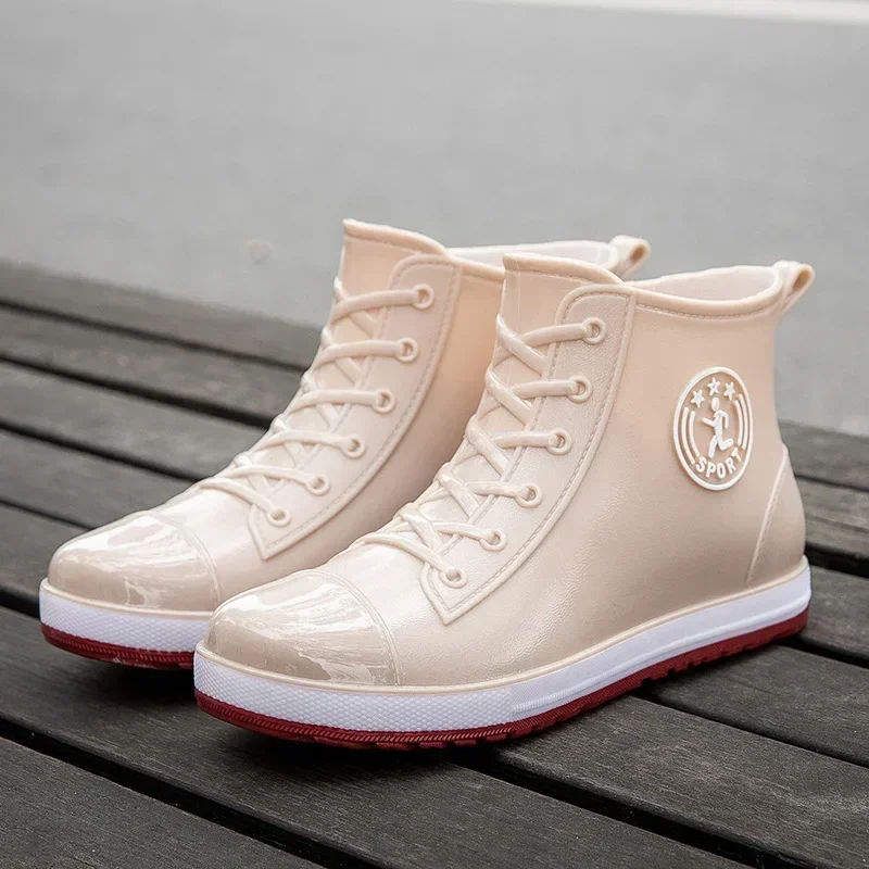 Plush Rain Boots Women Fur lined Rainshoes Woman Soft Ankle Boot