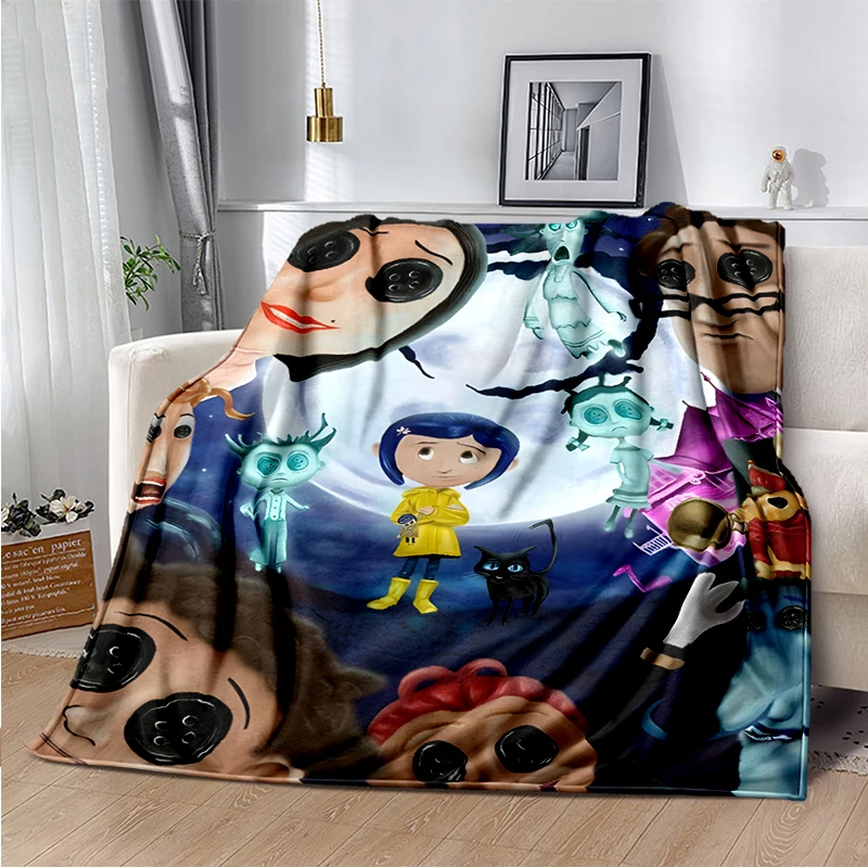 

Gothic Style Animation C-Coraline Print Blanket Family Napping Sofa Blankets Bed Warm Children's Blanket Soft Bedspread