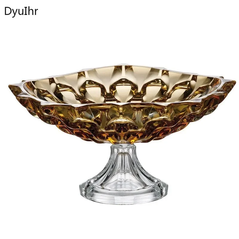 

fruit bowl Home decor accessories Crystal glass colored fruit plate Livingroom decorations Candy jar Snack plate Desktop storage