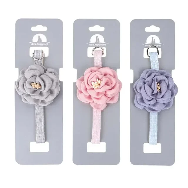 Cat Collar Adjustable Bow Tie Cat Flower Collar Safety Button Tie Necklace Puppy and Cat Gift Pet Accessories Puppy Collar 2