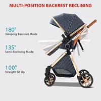 Poussette de luxe 3 en 1 avec siège auto et nacelle, poussette légère pour bébé, landau haute position, poussette multifonction réglable, poussette de voyage facile à plier, compacte, portable, sûre, confortable, élégante, parfaite pour les voyages, landau pour bébé 3