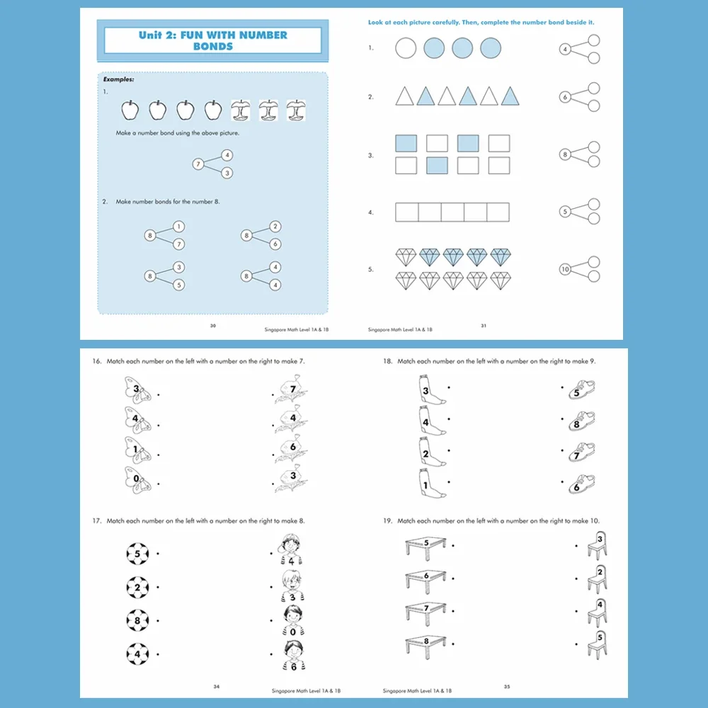 4books/set Singapore Math Appropriate for Students learning math practice worksheet Workbook math improvement kid children learning english workbook