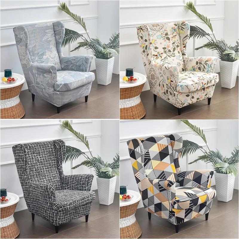 Hollywood Vervoer Azijn Bloemen Wing Stoel Cover Schuine Koning Terug Fauteuil Covers Elastische  Fauteuil Hoes Wingback Sofa Terug Stoel Cover Kussenovertrekken|Stoelhoes|  - AliExpress