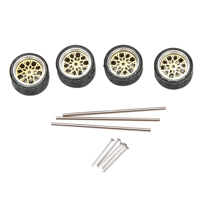 

4Pcs 1/64 Scale Steamer Alloy Wheels Tire Alloy Model Car General Modified Tire For 1:64 Vehicles General Model Tire