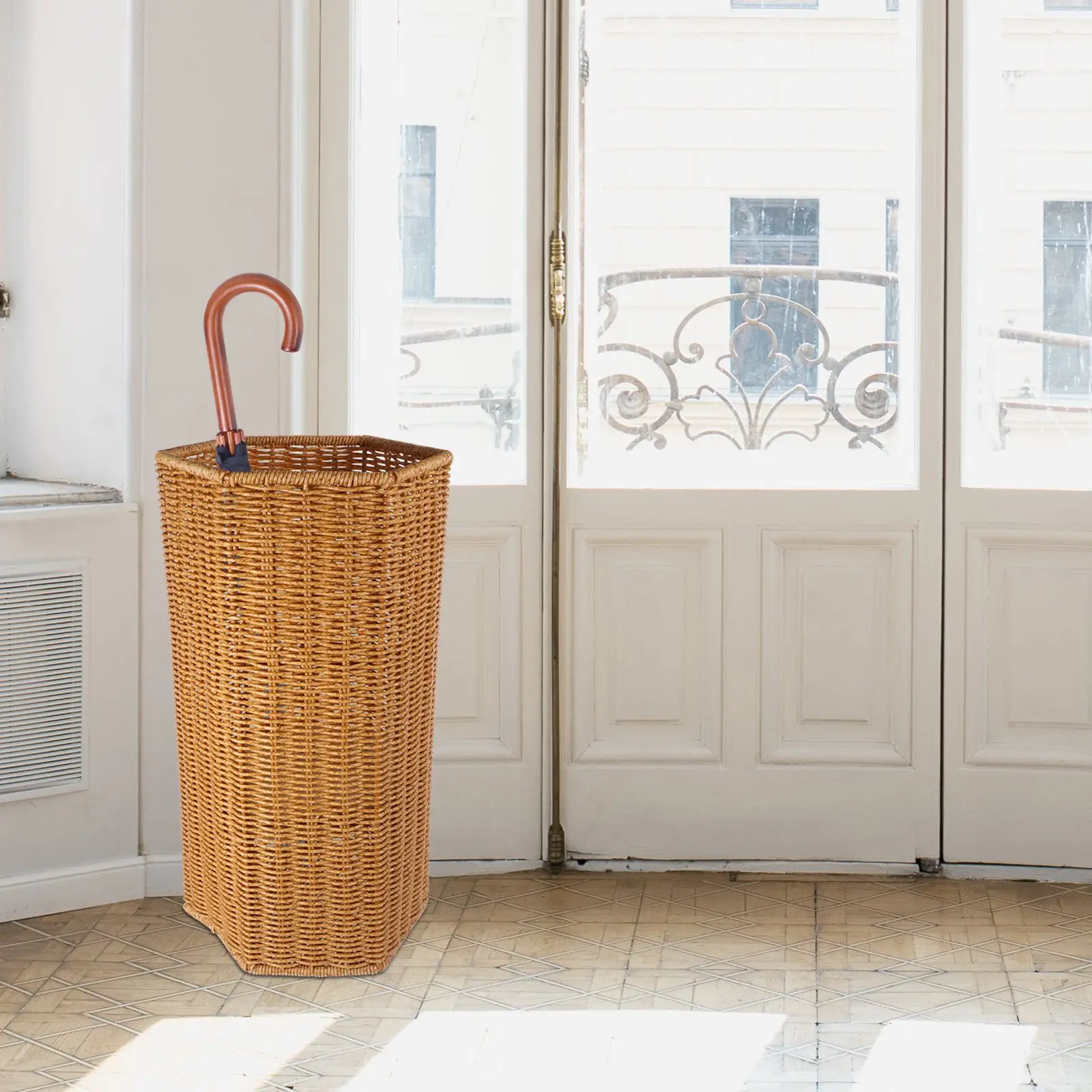 Plastic Rattan Weaving Umbrella Stand Creative Umbrella Storage Bucket Living Room Home Holder Organization Rack