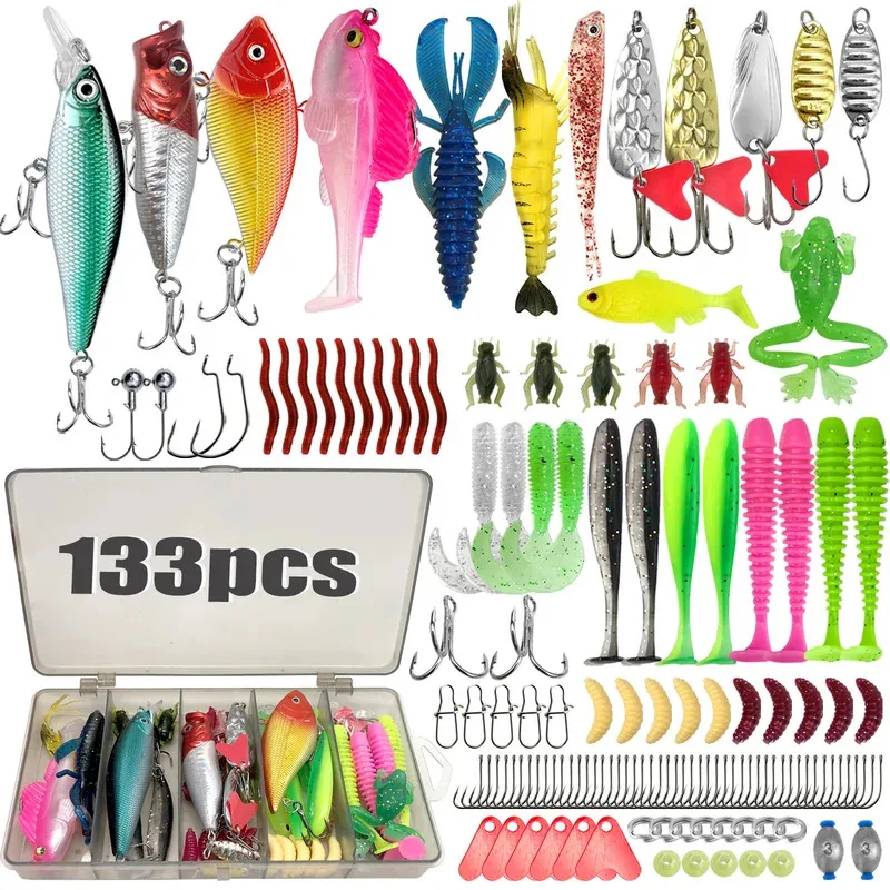 Kit leurres pêche 83 à 409 pièces pour truite brochet black bass - boîte à pêche organisée équipement pro