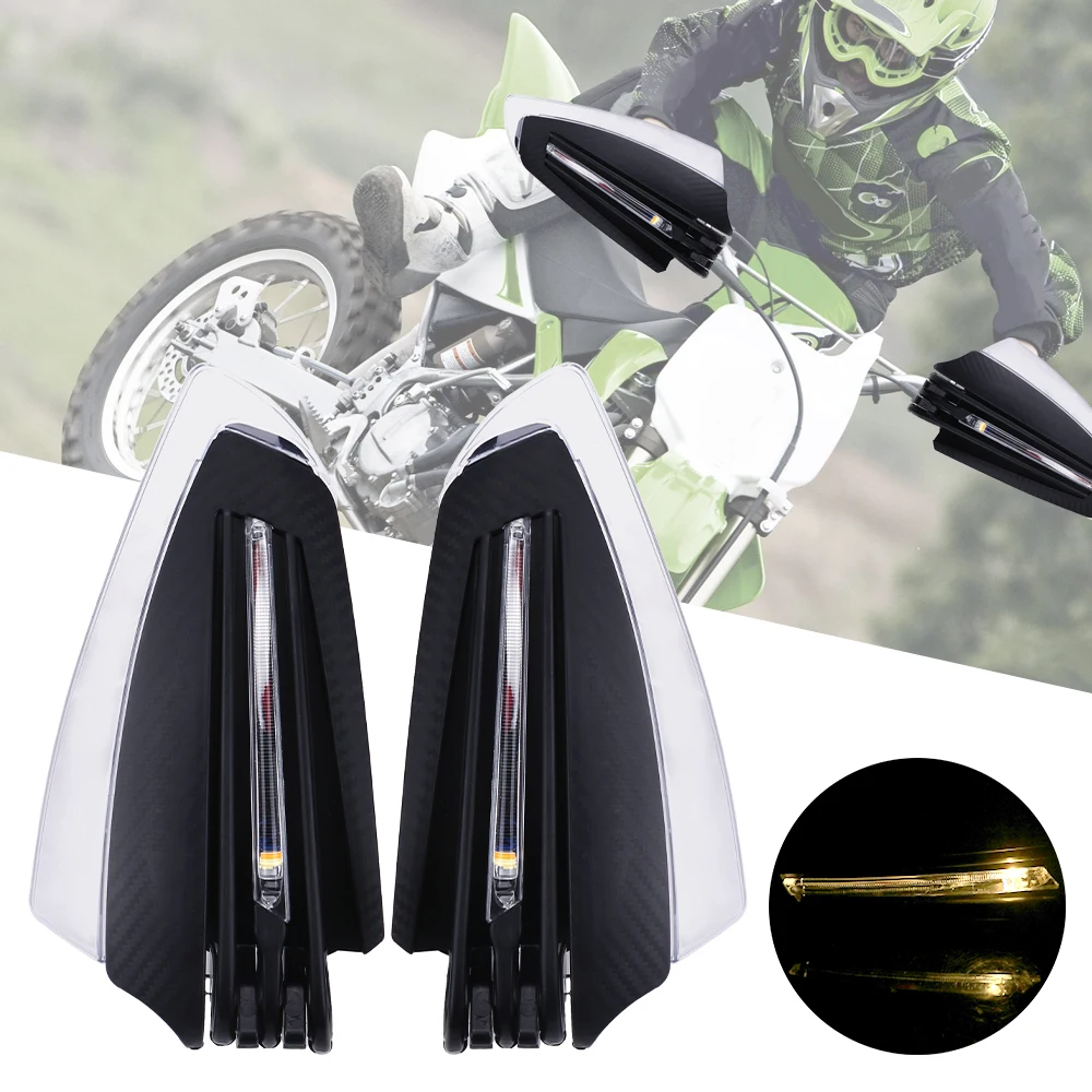 

Universal Motorcycle LED Hand Guard Shield with Turn Signal Light 1 Pair 22mm 7/8 Windproof Motorcycle Hand Guards