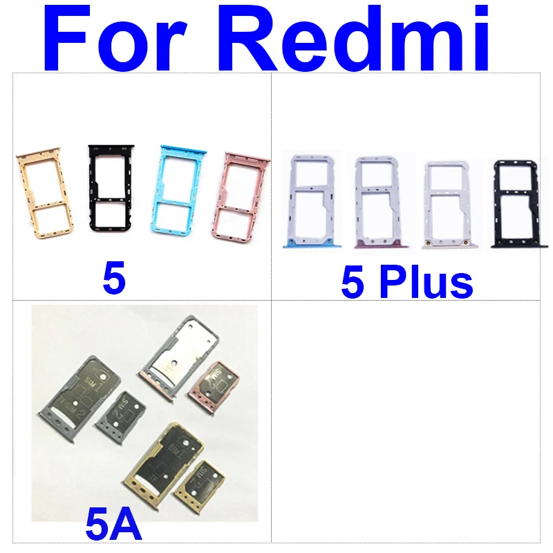 E Vassoio Per Sim Card Per Xiaomi Redmi Hongmi Red Rice 5 5A 5 Plus Lettore Di Schede Sim Adattatore Per Supporto Per Presa Patch Di Ricambio