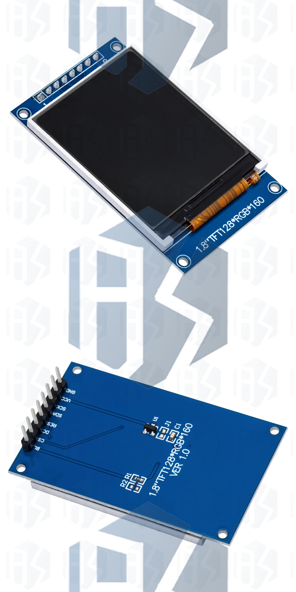 1,8 Zoll TFT 128x160 Serielles SPI-Displaymodul, Weitwinkel-Farbbildschirm, Blau – Detail 5